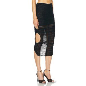 Mugler Mesh Bodycon Skirt in Black 34 New Cutout Midi Draped womens
